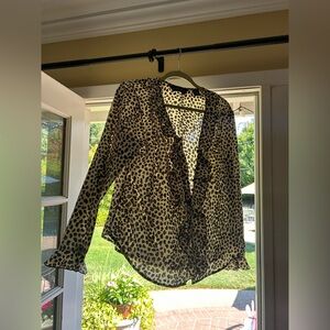 Leopard Print Ruffle Blouse